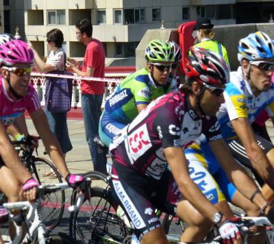 Riders crossing the bridge