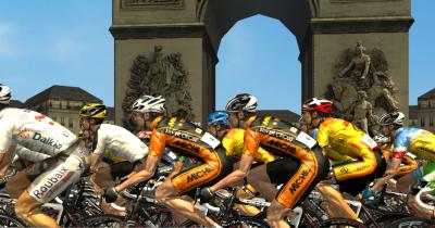 Peloton infront of l'arc