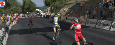 Basso celebrates Rodriguez' victory