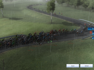 Crash breaking the peloton